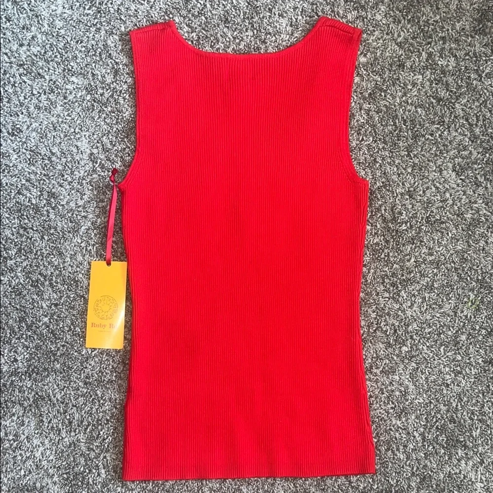 Ruby Rd. Sleeveless Red Embellished Ribbed Tank Top - Picture 4 of 4